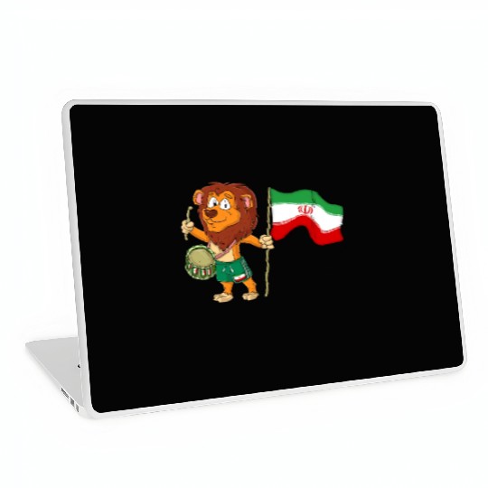 Lion with the Iran flag Laptop Skins