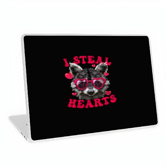 Cute Raccoon Lover I Heart Raccoons Valentines Day Laptop Skins