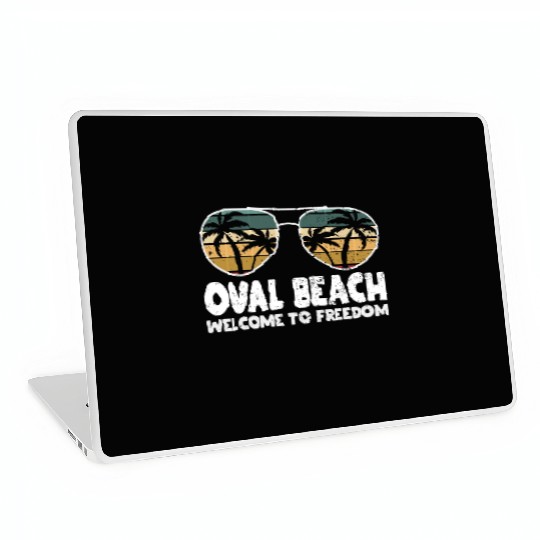 Oval Beach Welcome to Freedom Vacation Sayings Tri Laptop Skins