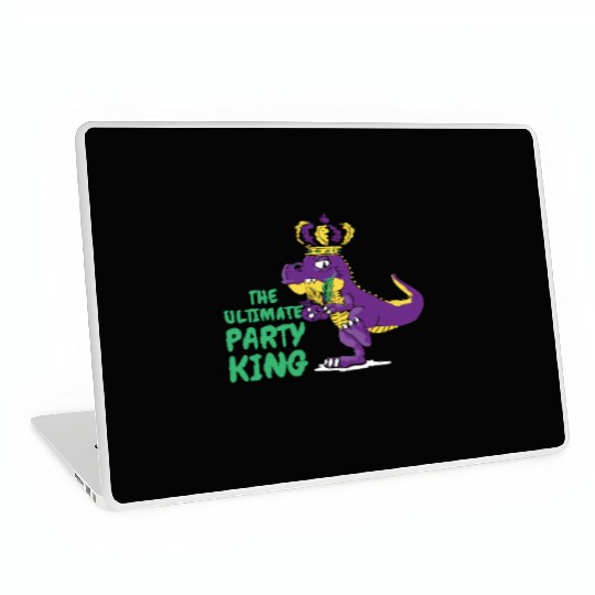 Mardi Gras Carnival T-rex Dinosaur Party King Laptop Skins