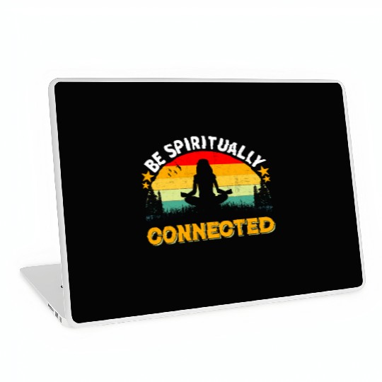 Be spiritually connected yoga Vintage Laptop Skins