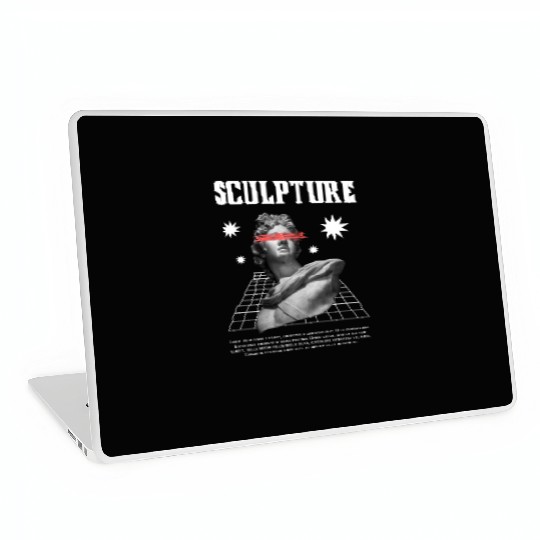 Black White Modern Sculpture Laptop Skins Design