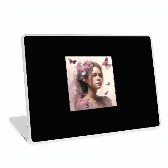 Breast Cancer Survivor Pink Flower Hair Girl Laptop Skins