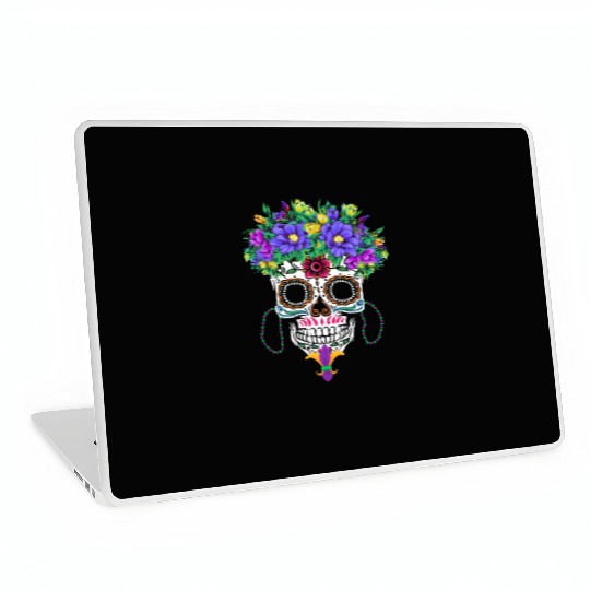 El Dia De Los Muertos Mardi Gras Costume Flower Laptop Skins