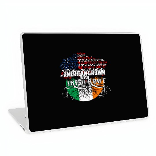 St Patricks Day Flag American Irish Root Tree Laptop Skins