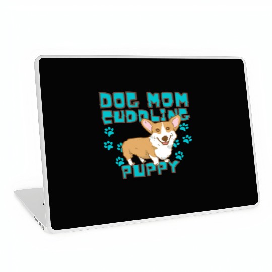 DOG MOM CUDDLING PUPPY , DOGS LOVERS Laptop Skins