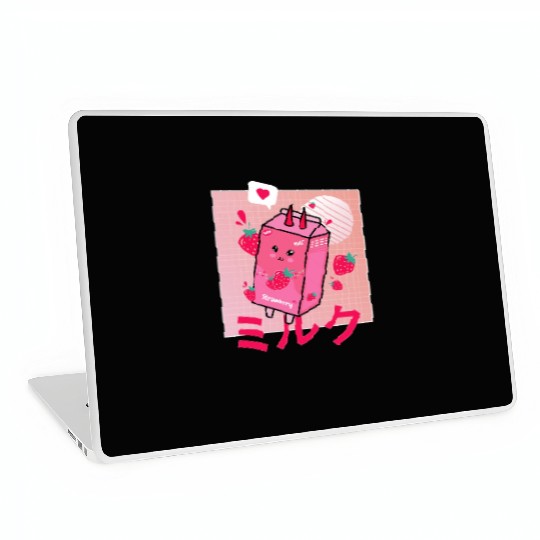 Strawberry Milk Shake Funny Retro 90s Japanese Laptop Skins