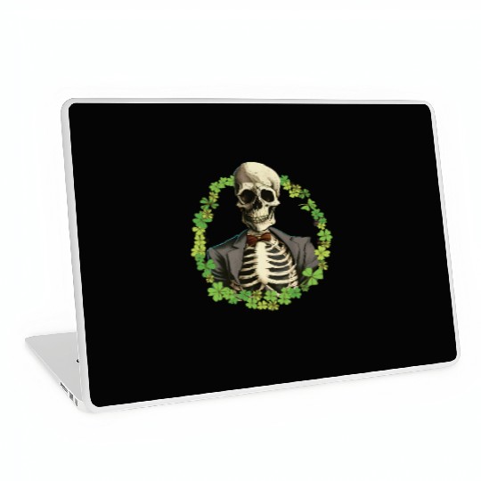 Skeleton Vintage Retro Creepy Cute Shamrock Laptop Skins
