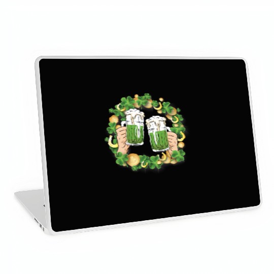 St. Patrick's Day Irish Green Beer, Wine Cups Laptop Skins