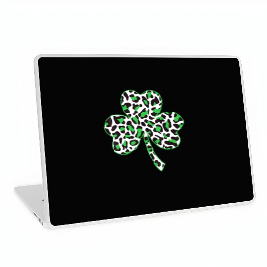 Cute Shamrock Leopard Print St Patricks Day Irish Laptop Skins