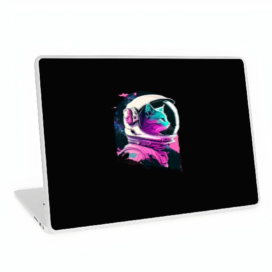 Aesthetic Vaporwave Space Cat 80s 90s Astronaut Laptop Skins