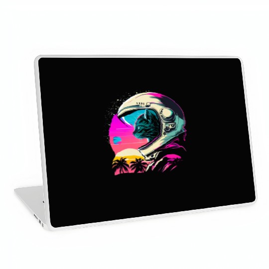 Aesthetic Vaporwave Space Cat 80s 90s Astronaut Laptop Skins