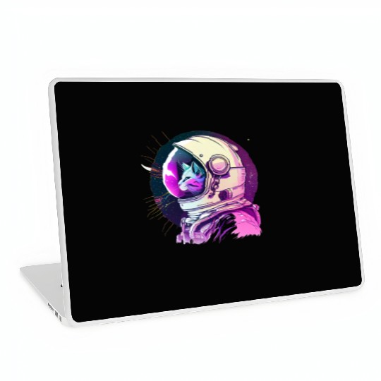 Aesthetic Vaporwave Space Cat 80s 90s Astronaut Laptop Skins