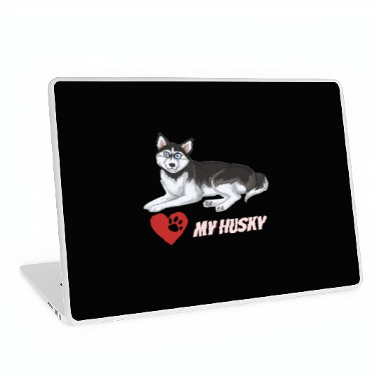 I Love My Husky Laptop Skins