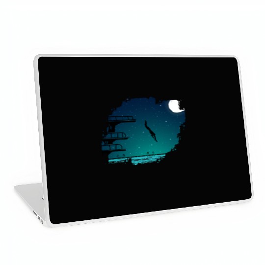 Diving Board Swimming Sports Swimmer Night Pool Laptop Skins