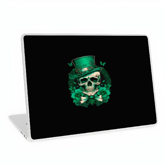 Sugar Skull Saint Patricks Day of Dead Laptop Skins