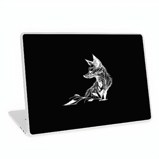 Elegant Fox Portrait In Tattoo Lines Ink Laptop Skins