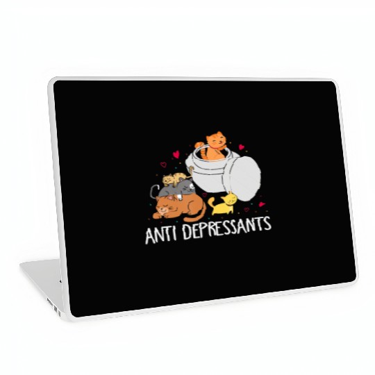 Funny Anti Depressants Cat Lover Sobriety Drug Fre Laptop Skins