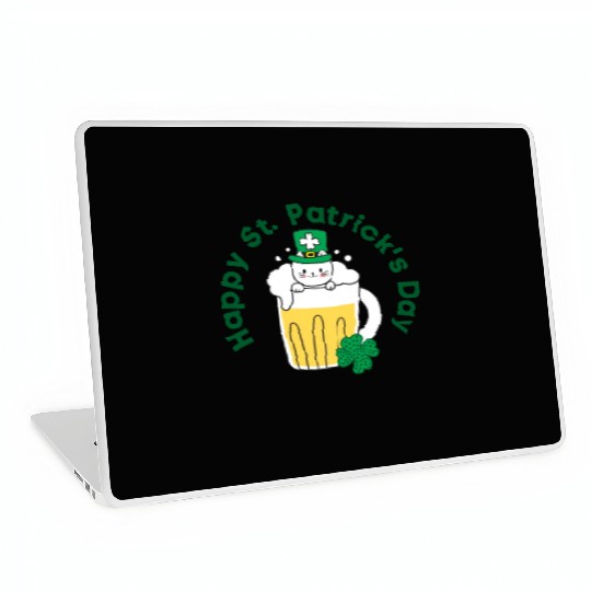 Happy St. Patrick’s Day Irish Funny Beer Cat Lover Laptop Skins