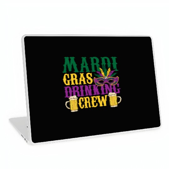 Mardi Gras Drinking Crew Carnival Beads Mask Laptop Skins