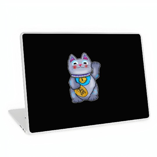 Cute Helpful Maneki Neko Lucky Cat Laptop Skins