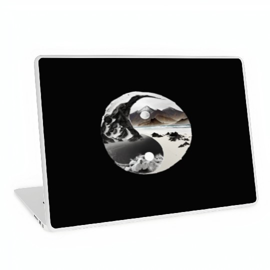 Ying Yang - mountains - beach Laptop Skins