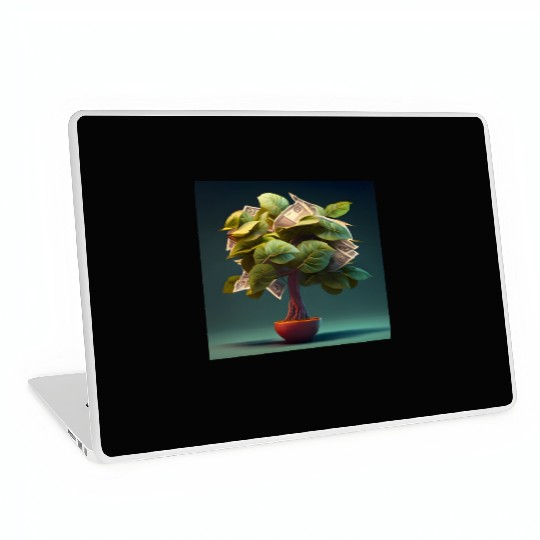 Plant in Flower Pot Money Tree - 3D Digital Art Laptop Skins