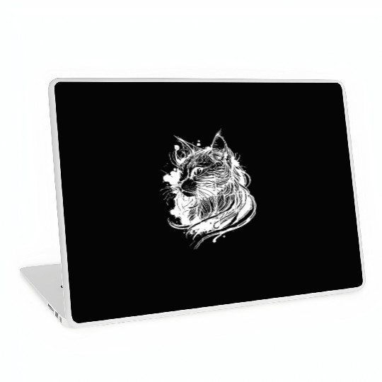 Cute Space Cat In Tattoo Style Laptop Skins