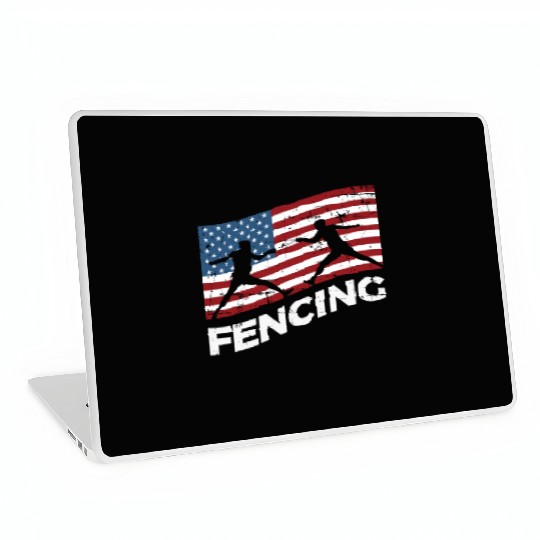 Fencing Usa Flag Fencer Patriotic Laptop Skins