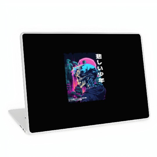 Edgy Gothic Skull Anime Sad Boy Japanese Futurism Laptop Skins