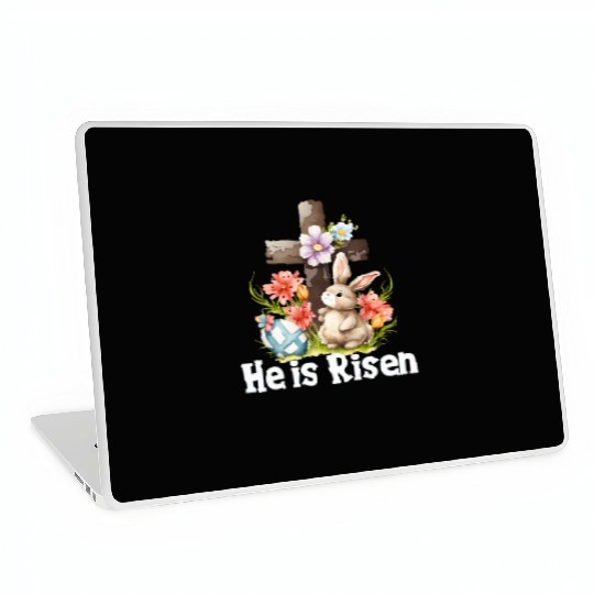 He Is Risen Cute Bunny Christianity Cross Laptop Skins