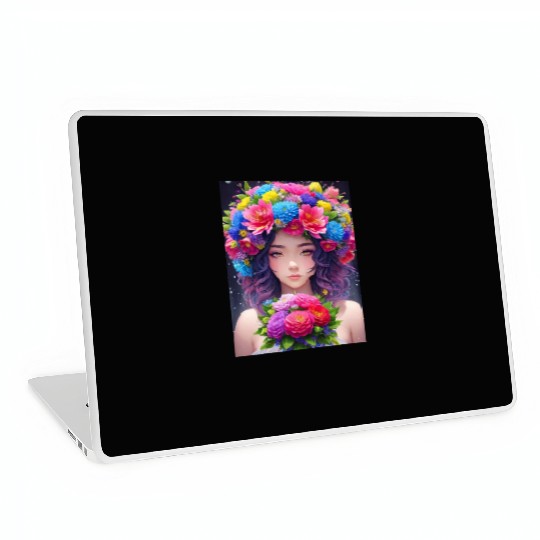 Spring Girl with a bouqet of flowers garland #5 Laptop Skins