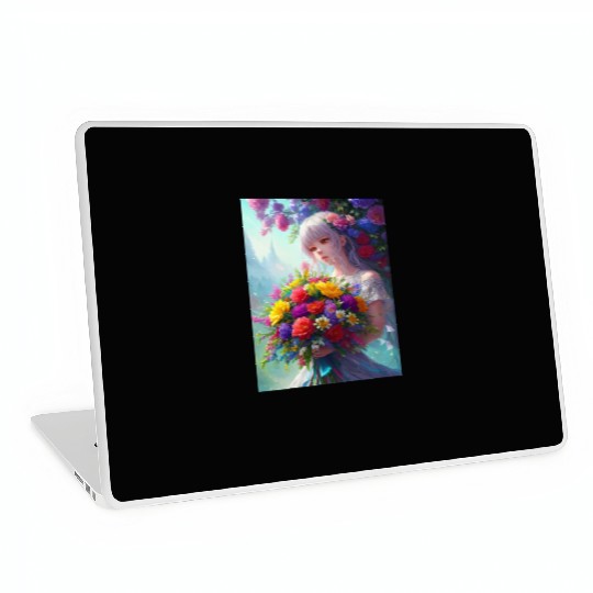 Spring Girl with a bouqet of flowers garland #2 Laptop Skins