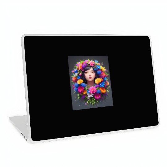 Spring Girl with a bouqet of flowers garland #14 Laptop Skins