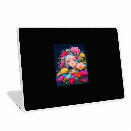 Spring Girl with a bouqet of flowers garland #16 Laptop Skins