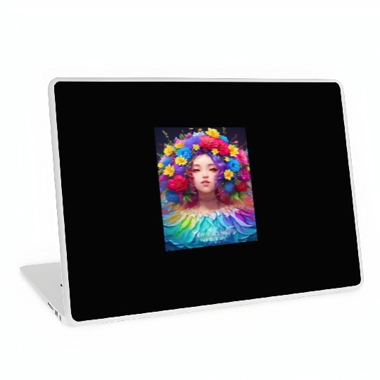 Spring Girl with a bouqet of flowers garland #17 Laptop Skins