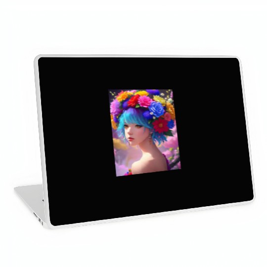 Spring Girl with a bouqet of flowers garland #21 Laptop Skins