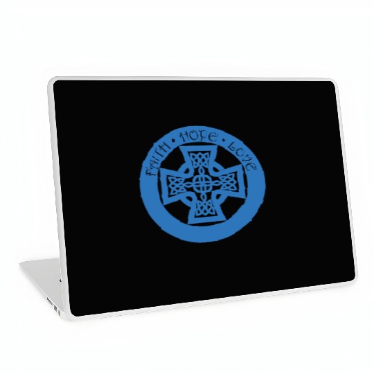 Timeless Celtic Cross With Faith Hope Love Laptop Skins