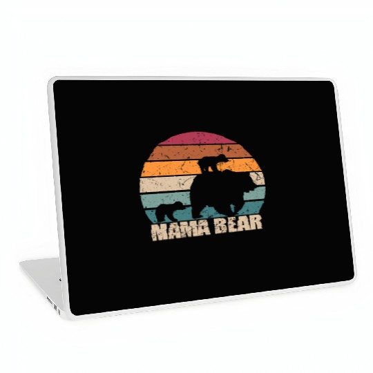 Retro Mama Bear of Twins Mother's Day Laptop Skins