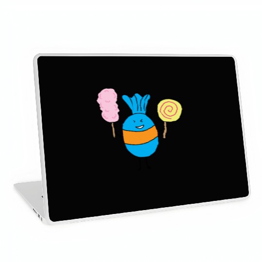 Cute Candy Holding Lollipop And Cutton Candy Laptop Skins