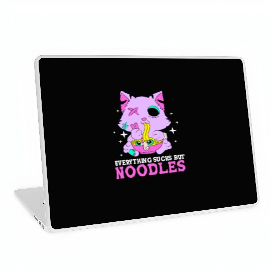 Pastel Goth Cat Ramen Everything Sucks But Noodles Laptop Skins