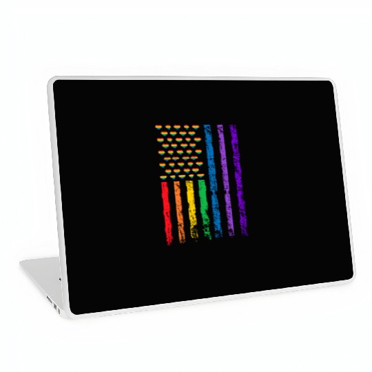 American Flag Rainbow Heart Decor LGBT Pride Month Laptop Skins