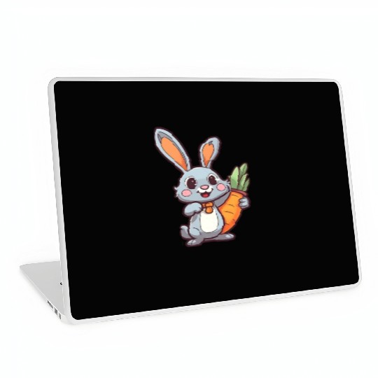 Carrot-Loving Easter Bunny: Cute 2D Design Laptop Skins