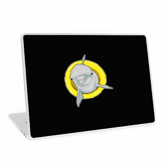 Dolphin Swimming Lifebuoy Laptop Skins