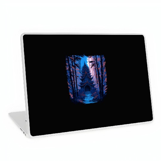 Japanese Temple in a Bamboo Forest Laptop Skins