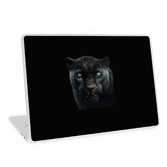 Black panther with blue eyes design wild animal Laptop Skins