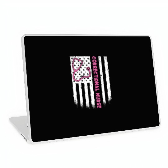 Correctional Nurse American flag US Stethoscope Laptop Skins