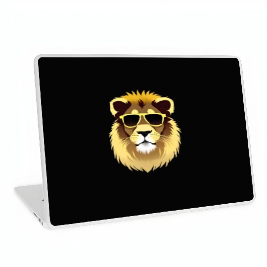 Yellow Lion Wearing Sunglasses Laptop Skins