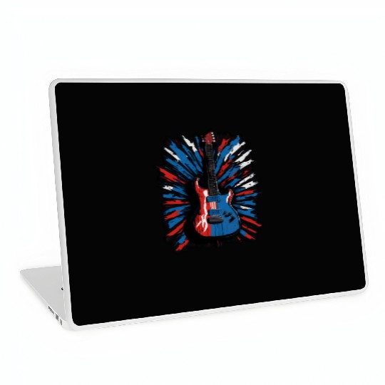Electric guitar in Union Jack flag colors Laptop Skins