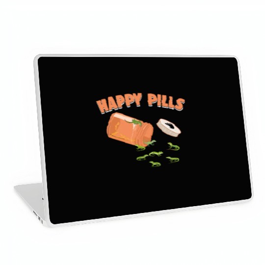 Happy Pills Green Anole Funny Lizard Lovers Humor Laptop Skins